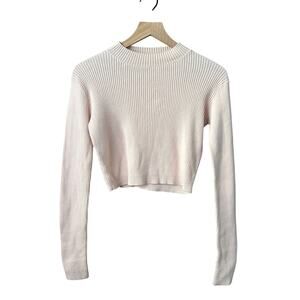 Brandy Melville John Galt Cropped Ribbed Pink Sweater - One Size